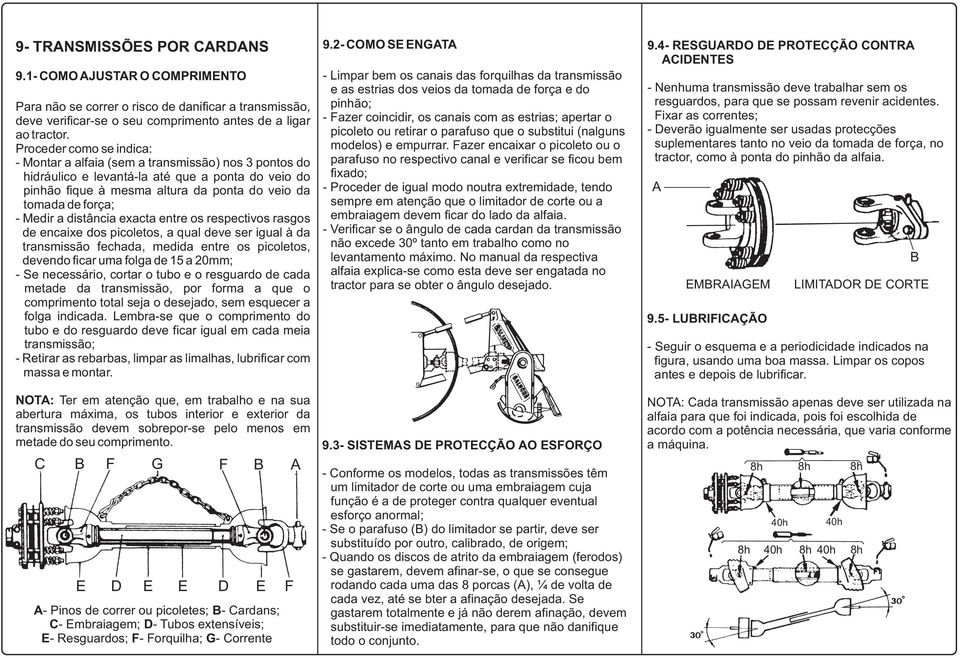 Medir a distância exacta entre os respectivos rasgos de encaixe dos picoletos, a qual deve ser igual à da transmissão fechada, medida entre os picoletos, devendo ficar uma folga de 15 a 20mm; - Se