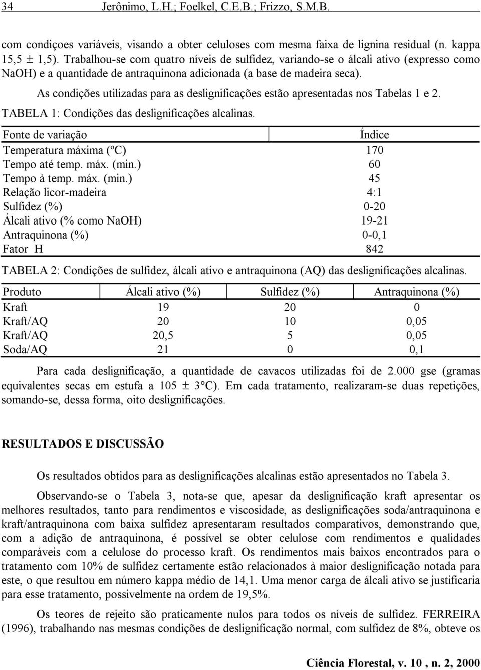 As condições utilizadas para as deslignificações estão apresentadas nos Tabelas 1 e 2. TABELA 1: Condições das deslignificações alcalinas.