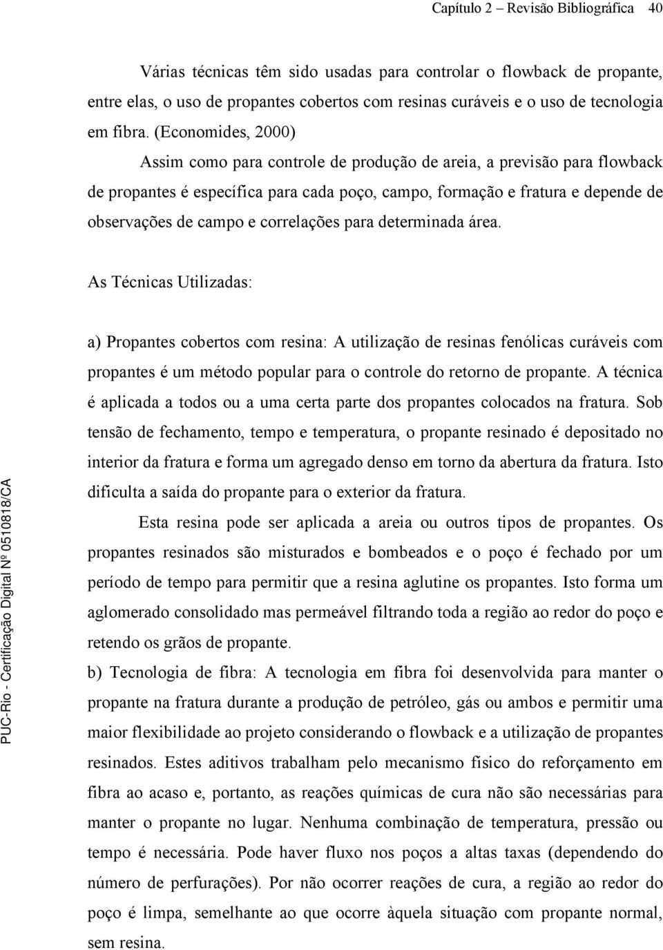 correlações para determinada área.