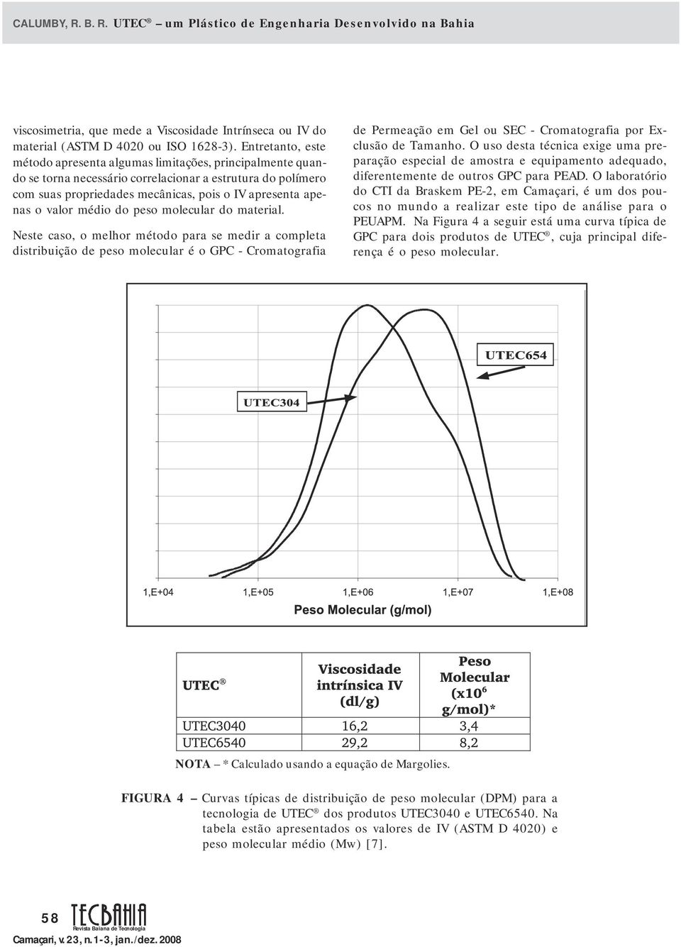 valor médio do peso molecular do material.