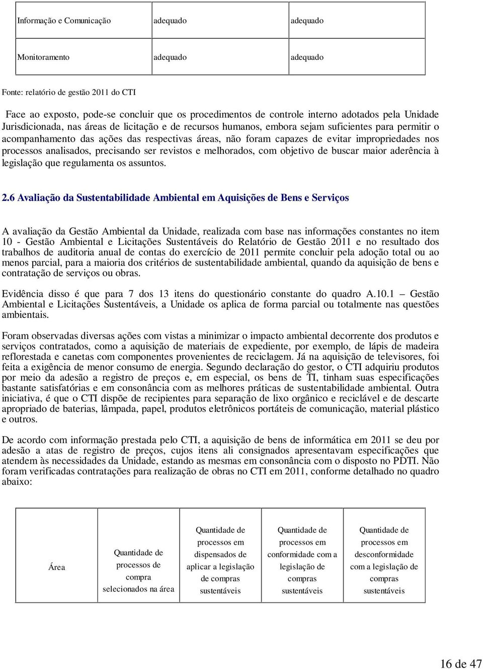 evitar impropriedades nos processos analisados, precisando ser revistos e melhorados, com objetivo de buscar maior aderência à legislação que regulamenta os assuntos. 2.