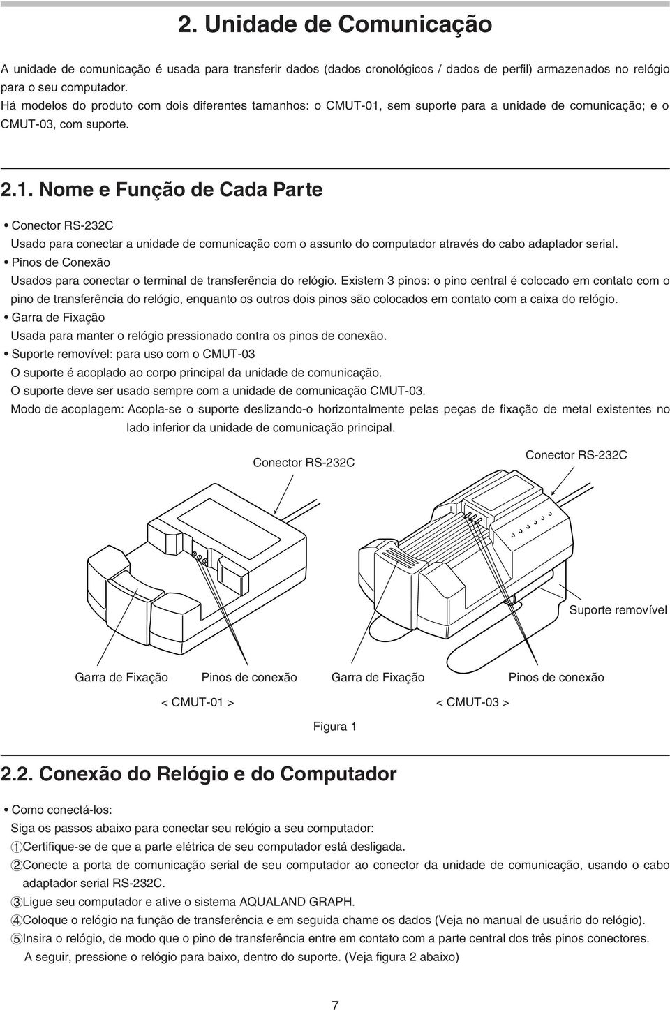 sem suporte para a unidade de comunicação; e o CMUT-03, com suporte. 2.1.