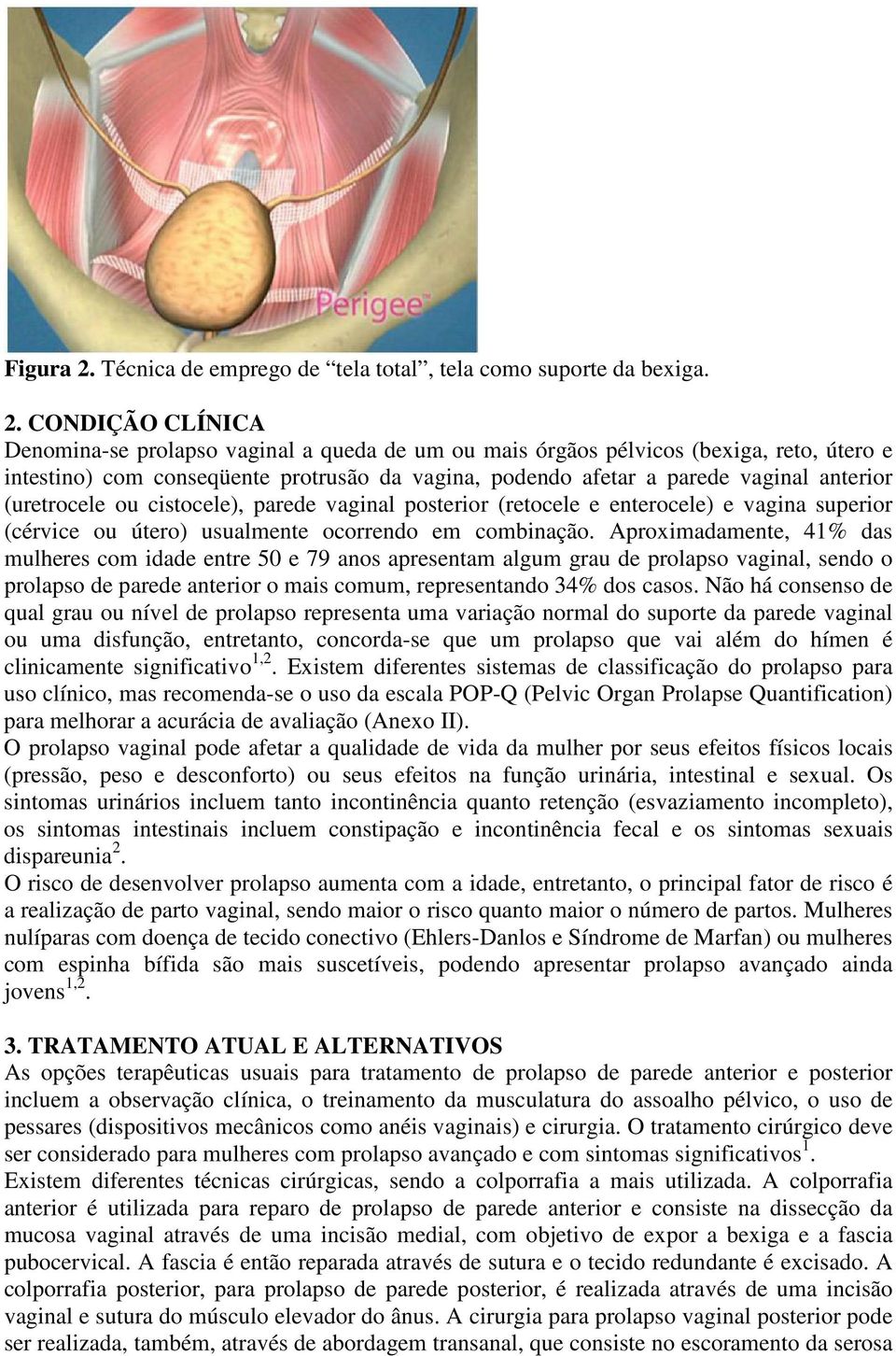 CONDIÇÃO CLÍNICA Denomina-se prolapso vaginal a queda de um ou mais órgãos pélvicos (bexiga, reto, útero e intestino) com conseqüente protrusão da vagina, podendo afetar a parede vaginal anterior