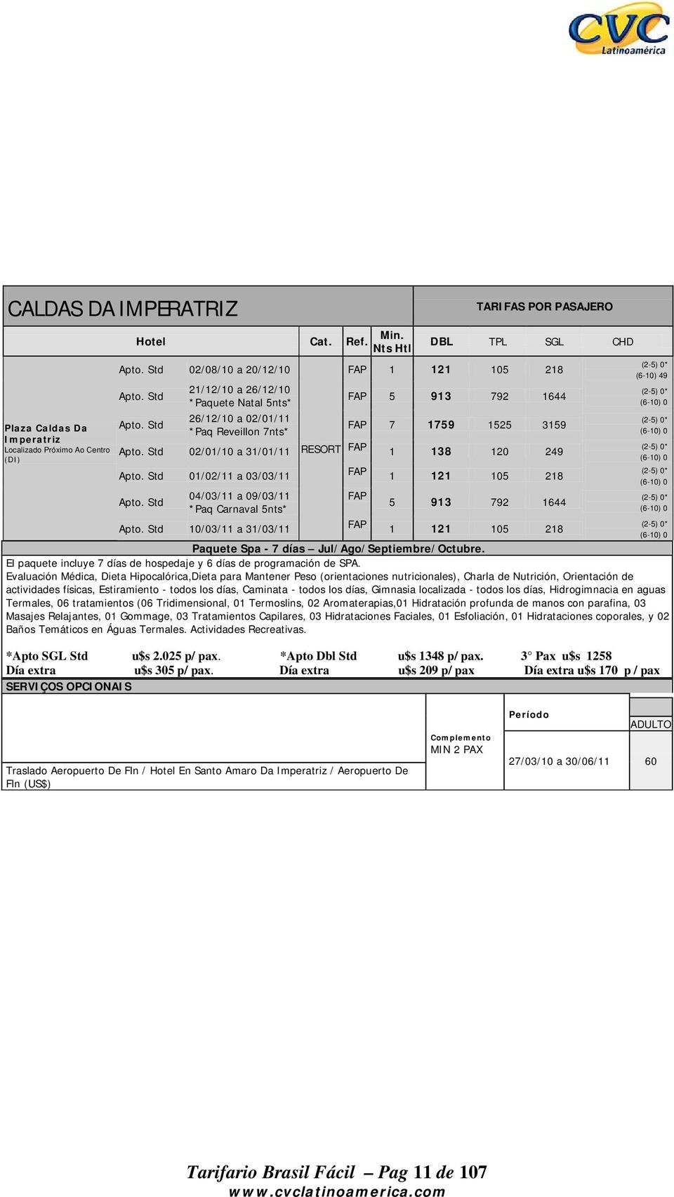 Std 04/03/11 a 09/03/11 *Paq Carnaval 5nts*.