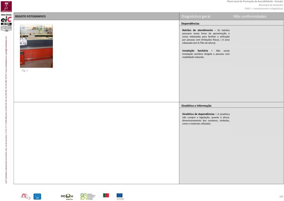 Instalação Sanitária Não existe Instalação sanitária dirigida a pessoas com mobilidade reduzida. Fig.