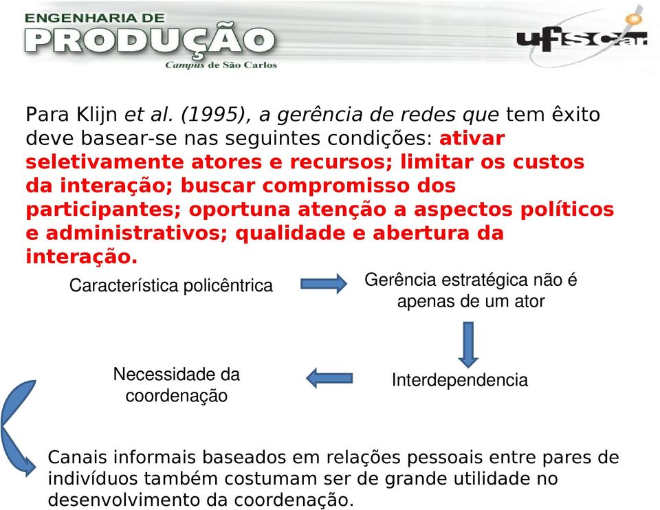 da interação; buscar compromisso dos participantes; oportuna atenção a aspectos políticos e administrativos; qualidade e abertura da