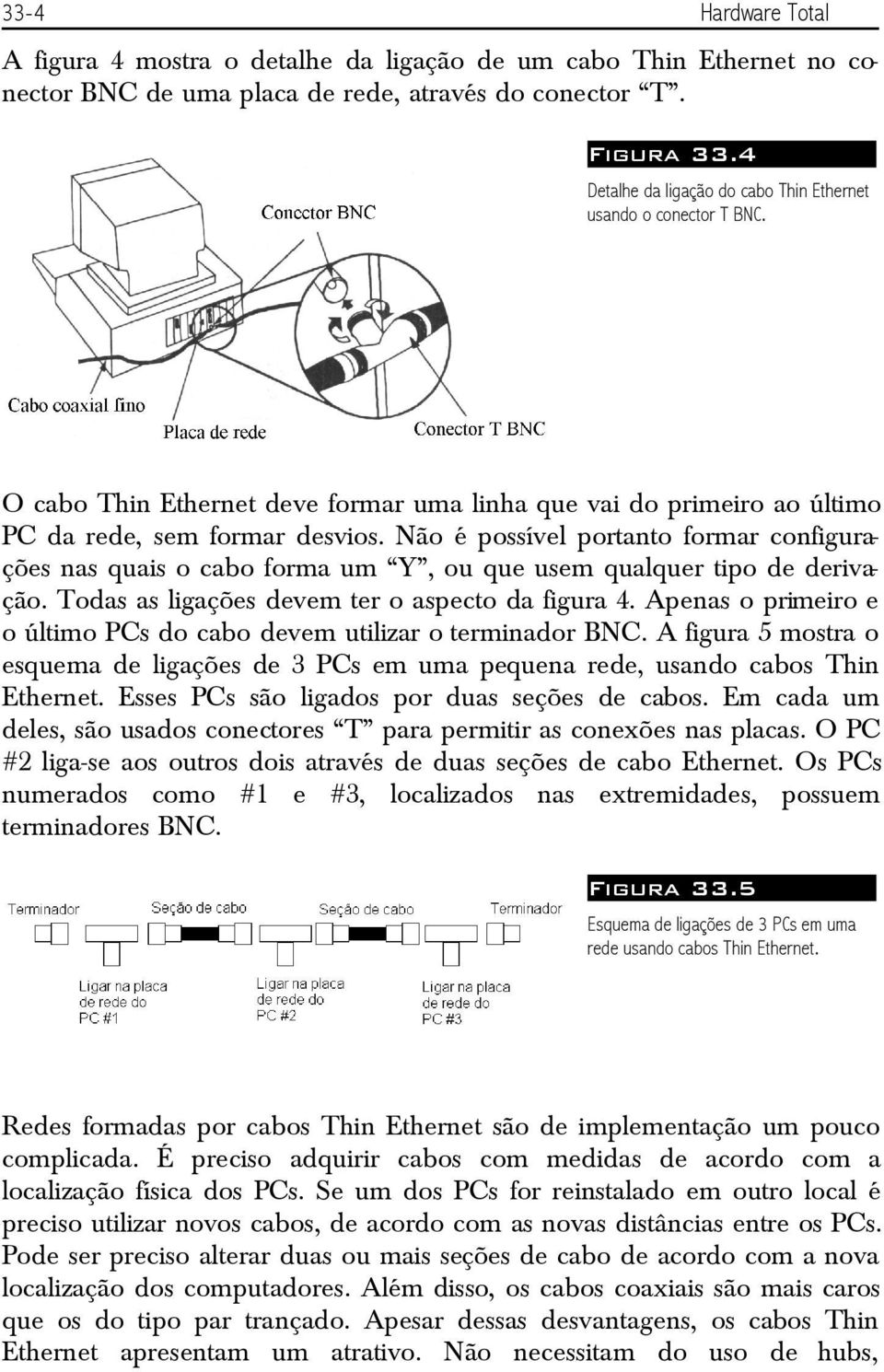 Não é possível portanto formar configurações nas quais o cabo forma um Y, ou que usem qualquer tipo de derivação. Todas as ligações devem ter o aspecto da figura 4.