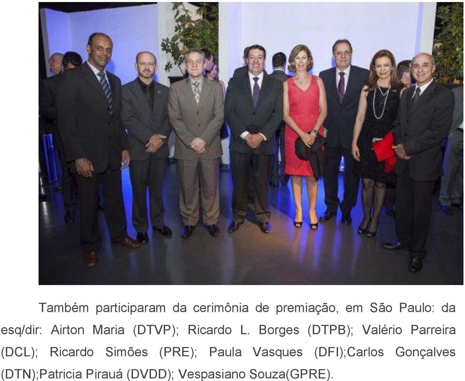 Borges (DTPB); Valério Parreira (DCL); Ricardo Simões (PRE);