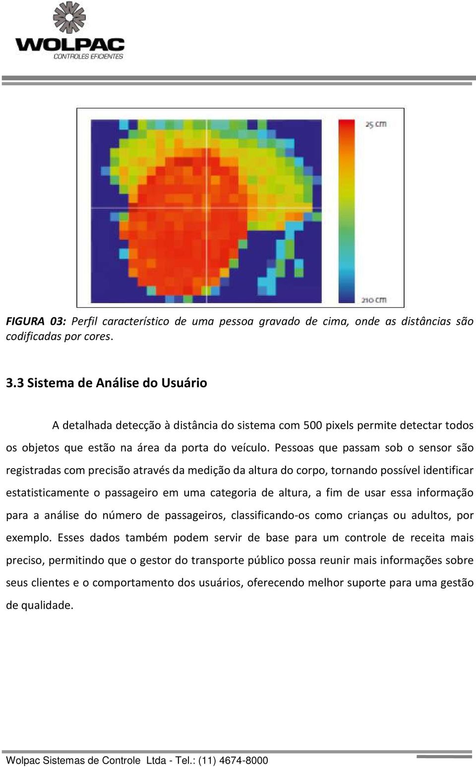 Pessoas que passam sob o sensor são registradas com precisão através da medição da altura do corpo, tornando possível identificar estatisticamente o passageiro em uma categoria de altura, a fim de