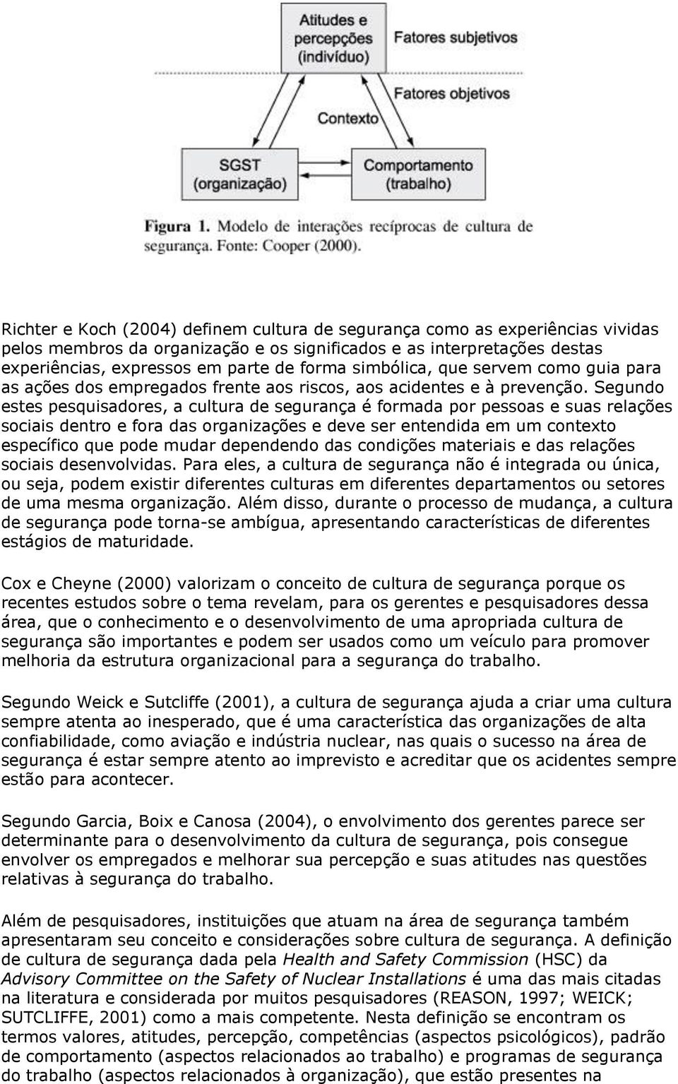 Segundo estes pesquisadores, a cultura de segurança é formada por pessoas e suas relações sociais dentro e fora das organizações e deve ser entendida em um contexto específico que pode mudar