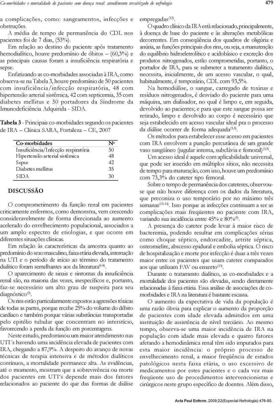 Em relação ao destino do paciente após tratamento hemodialítico, houve predomínio de óbitos (0,3%) e as principais causas foram a insuficiência respiratória e sepse.