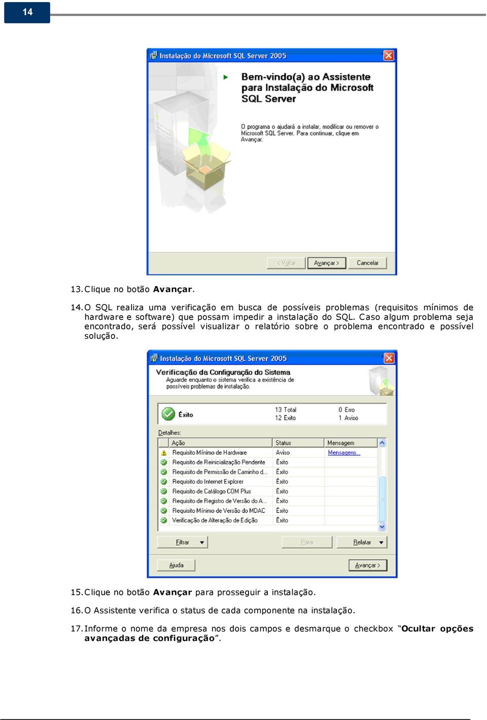 instalação do SQL.