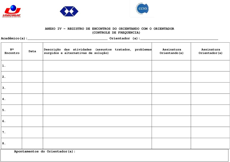 atividades (assuntos tratados, problemas surgidos e alternativas de solução)