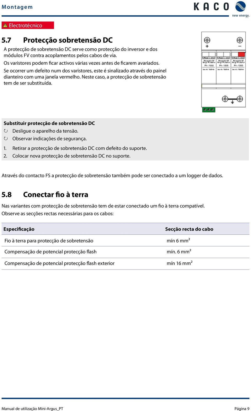 Neste caso, a protecção de sobretensão tem de ser substituída. Substituir protecção de sobretensão DC Desligue o aparelho da tensão. Observar indicações de segurança. 1.