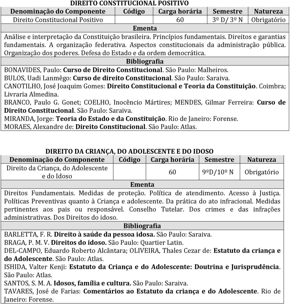 BONAVIDES, Paulo: Curso de Direito Constitucional. São Paulo: Malheiros. BULOS, Uadi Lanmêgo: Curso de direito Constitucional. São Paulo: Saraiva.