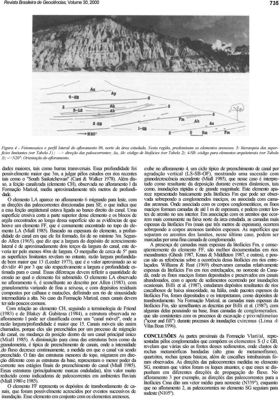 Orientação do afloramento. dades maiores, tais como barras transversais.