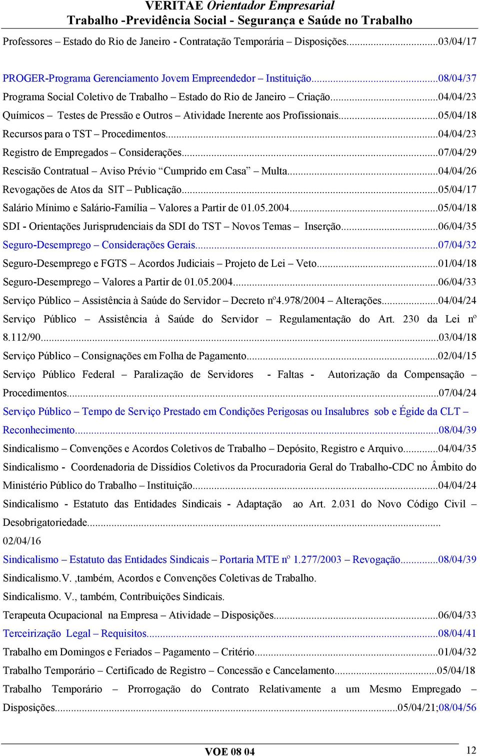 ..05/04/18 Recursos para o TST Procedimentos...04/04/23 Registro de Empregados Considerações...07/04/29 Rescisão Contratual Aviso Prévio Cumprido em Casa Multa.