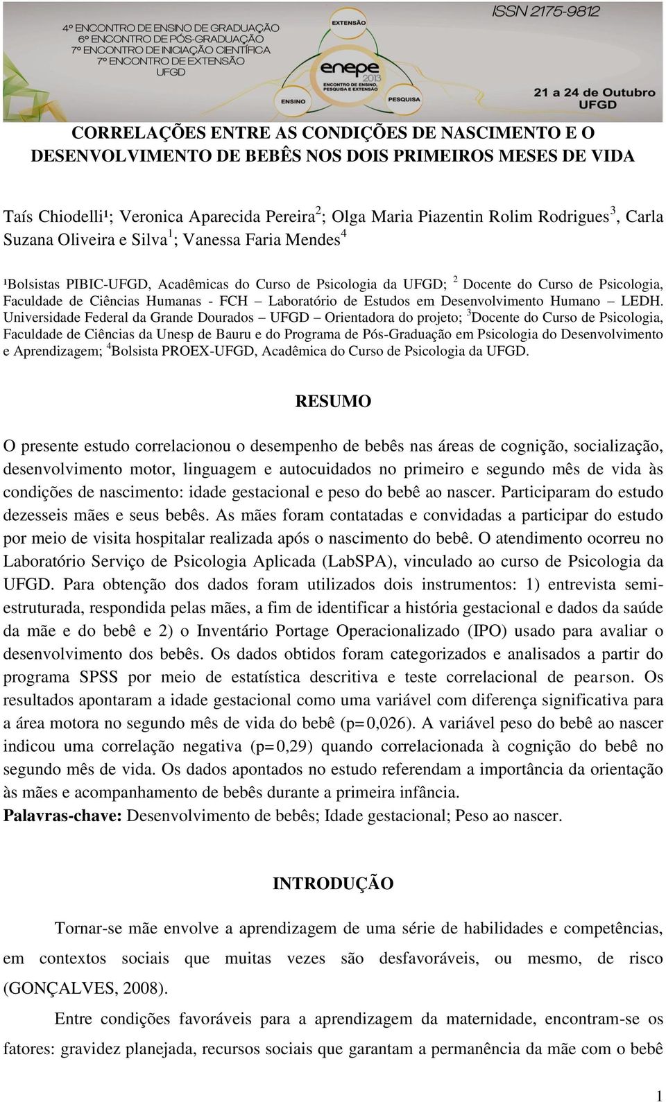 Laboratório de Estudos em Desenvolvimento Humano LEDH.