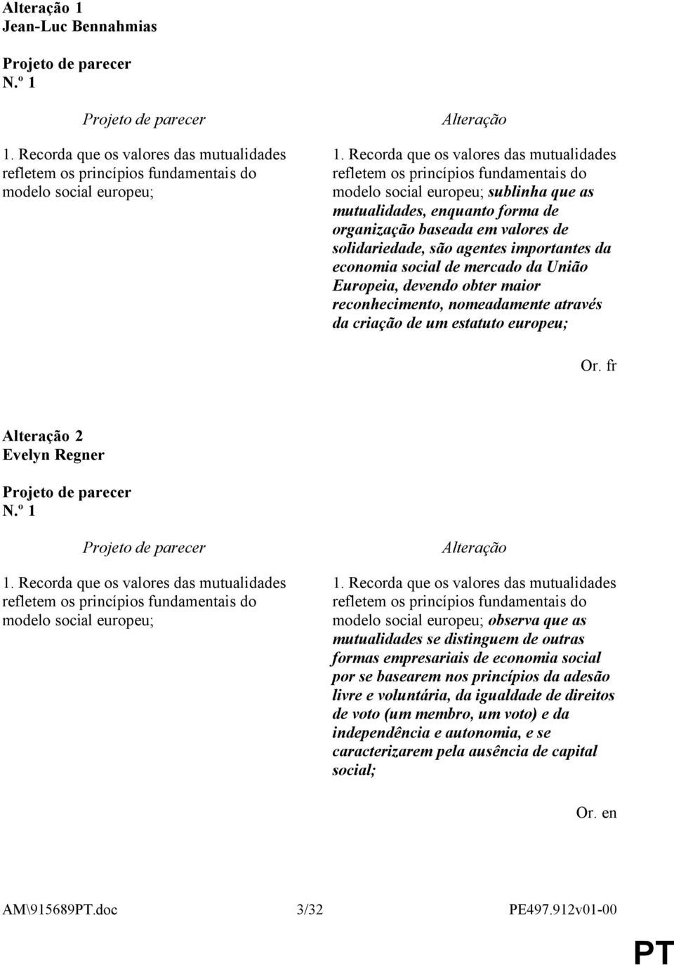 são agentes importantes da economia social de mercado da União Europeia, devendo obter maior reconhecimento, nomeadamente através da criação de um estatuto europeu; Or. fr 2 Evelyn Regner N.º 1 1.