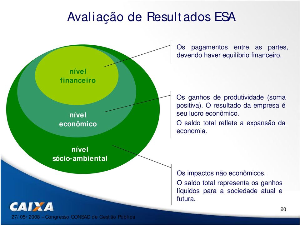 O resultado da empresa é seu lucro econômico. O saldo total reflete a expansão da economia.