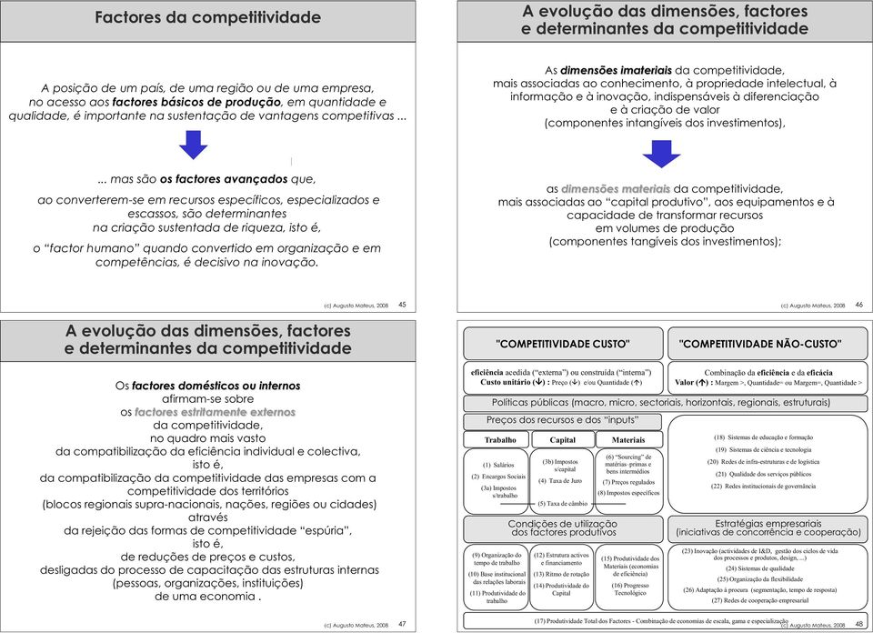 .. As dimensões imateriais da competitividade, mais associadas ao conhecimento, à propriedade intelectual, à informação e à inovação, indispensáveis à diferenciação e à criação de valor (componentes