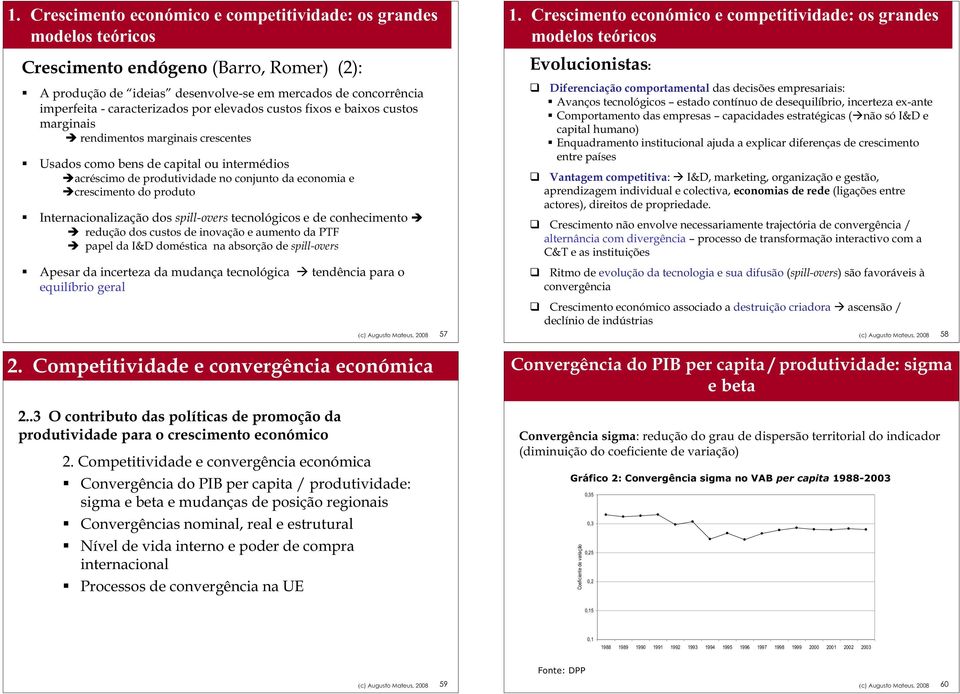 dos spill-overs tecnológicos e de conhecimento redução dos custos de inovação e aumento da PTF papel da I&D doméstica na absorção de spill-overs Apesar da incerteza da mudança tecnológica tendência