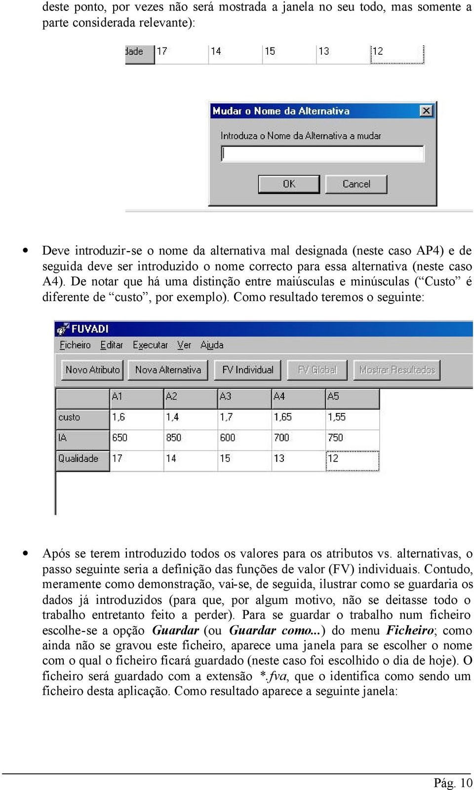 Como resultado teremos o seguinte: Após se terem introduzido todos os valores para os atributos vs. alternativas, o passo seguinte seria a definição das funções de valor (FV) individuais.