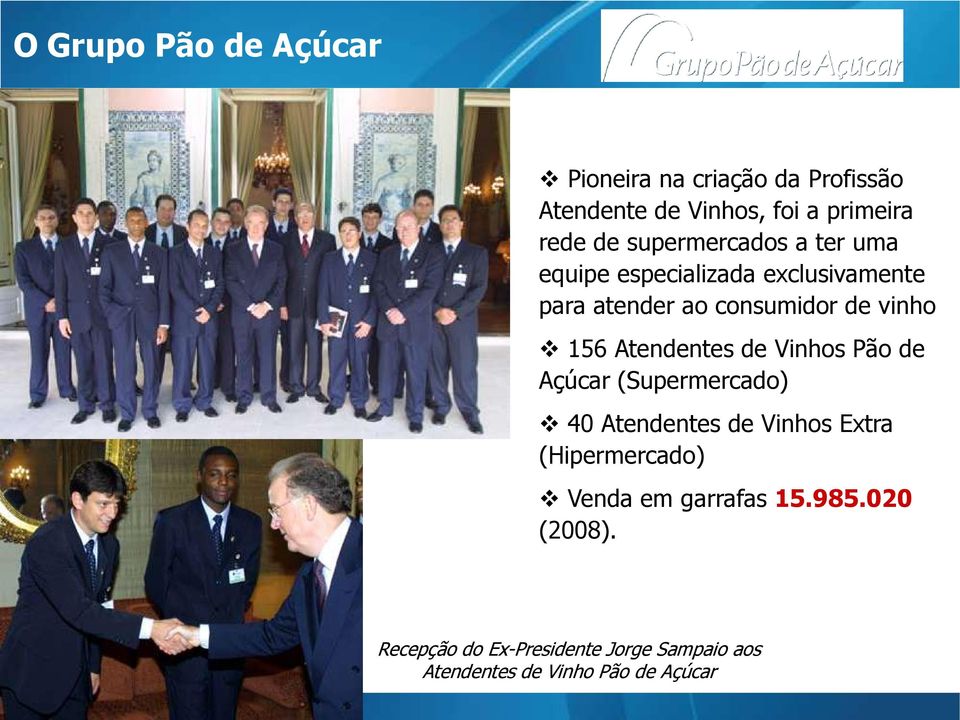 Atendentes de Vinhos Pão de Açúcar (Supermercado) 40 Atendentes de Vinhos Extra (Hipermercado) Venda