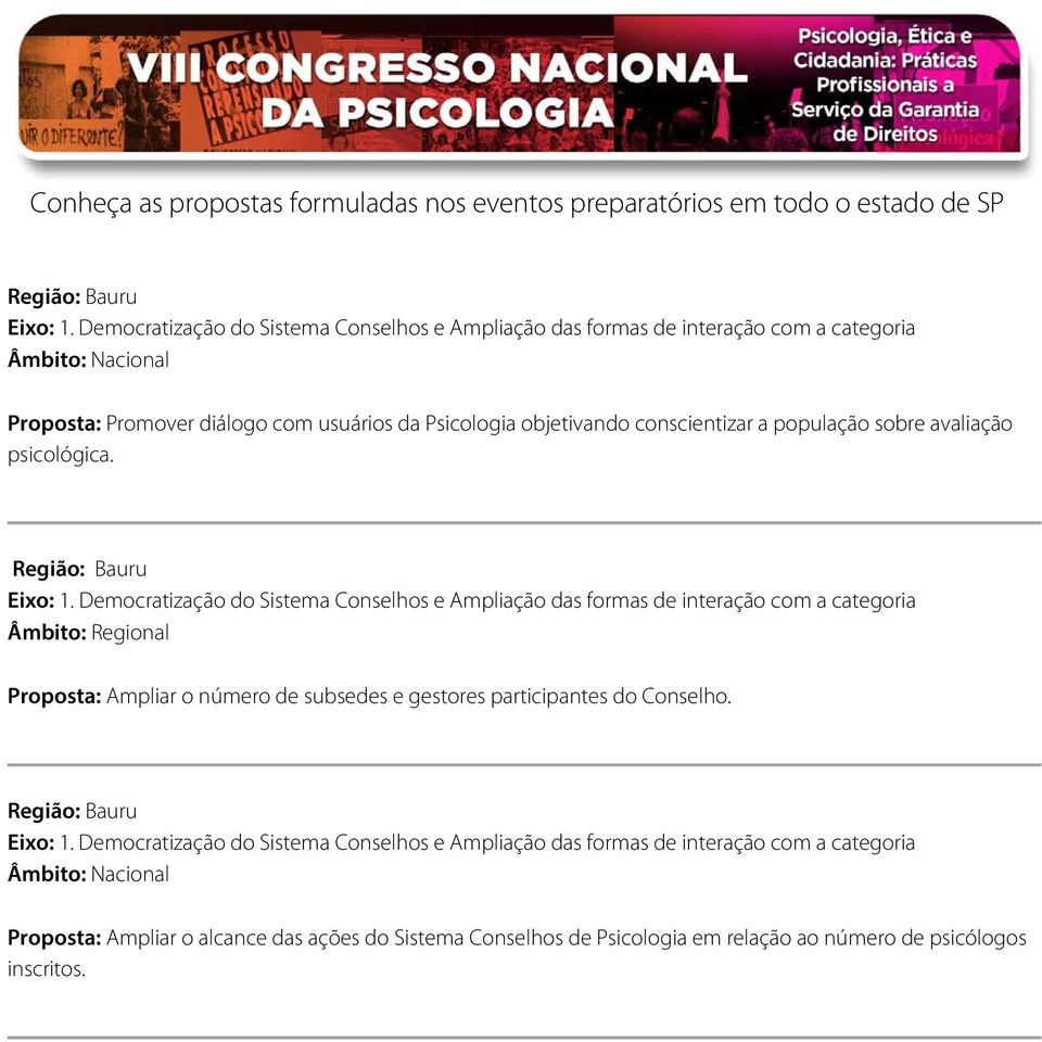 Proposta: Ampliar o número de subsedes e gestores participantes do Conselho.