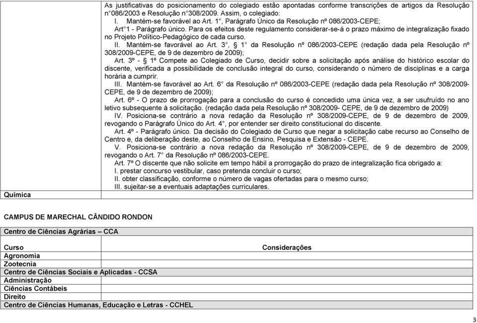 Para os efeitos deste regulamento considerar-se-á o prazo máximo de integralização fixado no Projeto Político-Pedagógico de cada curso. II. Mantém-se favorável ao Art.