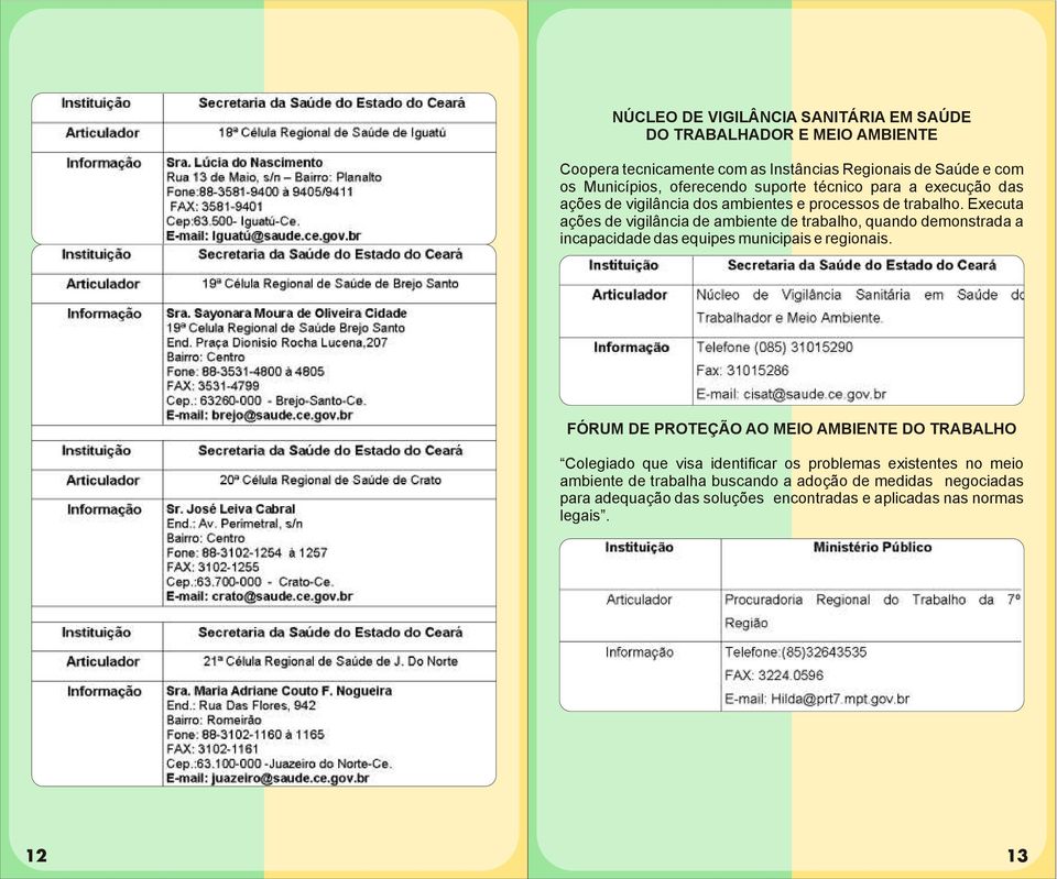 Executa ações de vigilância de ambiente de trabalho, quando demonstrada a incapacidade das equipes municipais e regionais.