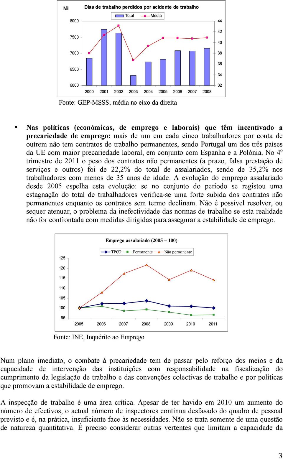 sendo Portugal um dos três países da UE com maior precariedade laboral, em conjunto com Espanha e a Polónia.