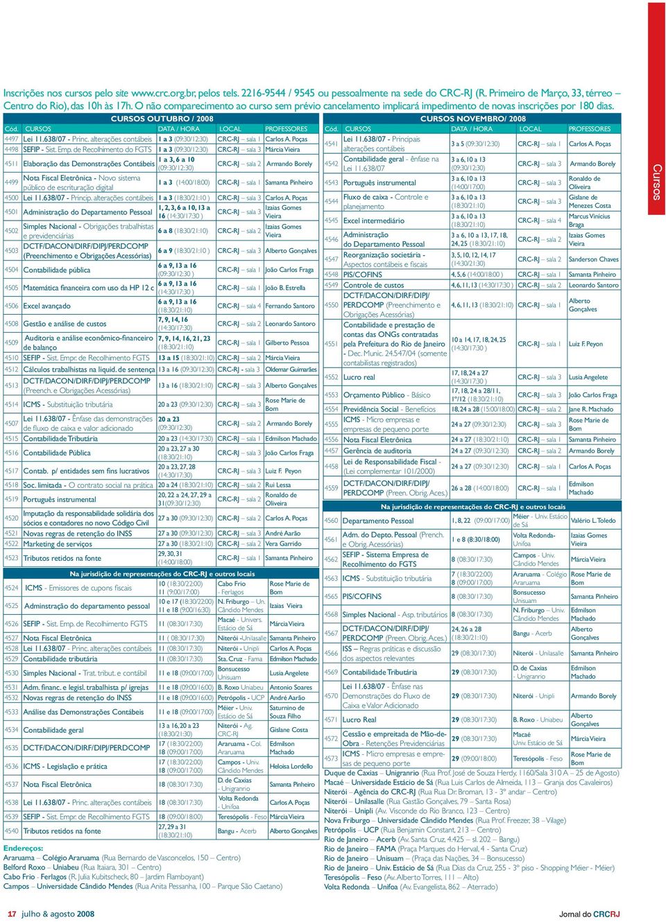 638/07 - Princ. alterações contábeis 1 a 3 (09:30/12:30) CRC-RJ sala 1 Carlos A. Poças 4498 SEFIP - Sist. Emp.