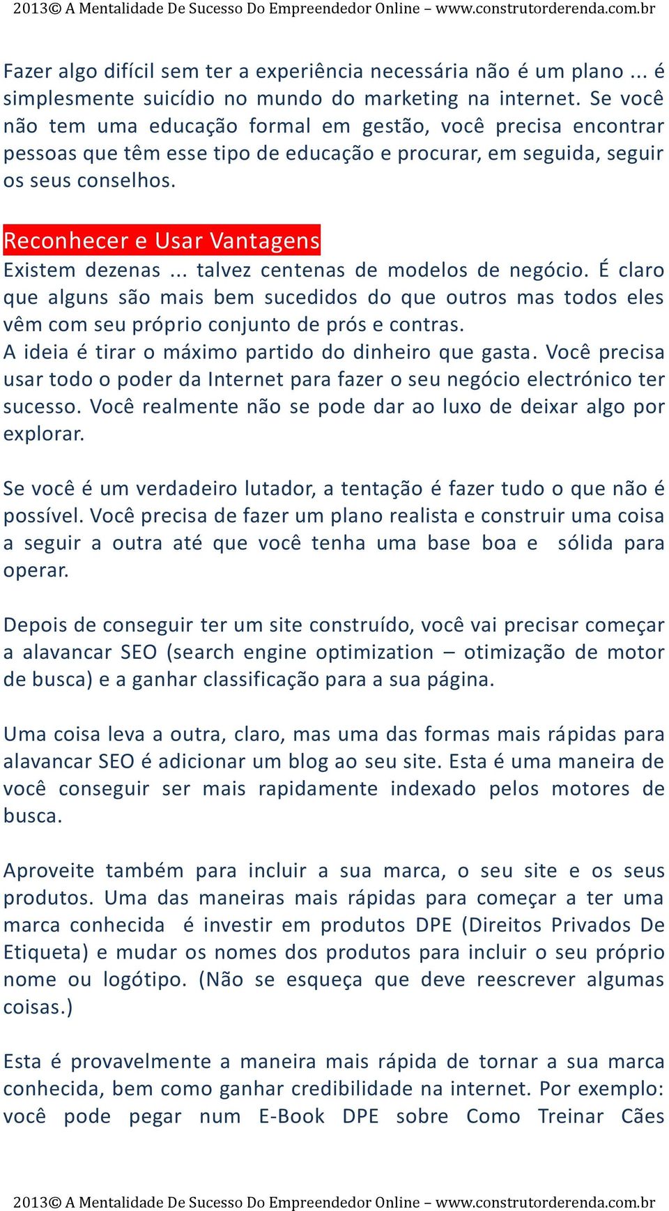 Reconhecer e Usar Vantagens Existem dezenas... talvez centenas de modelos de negócio.