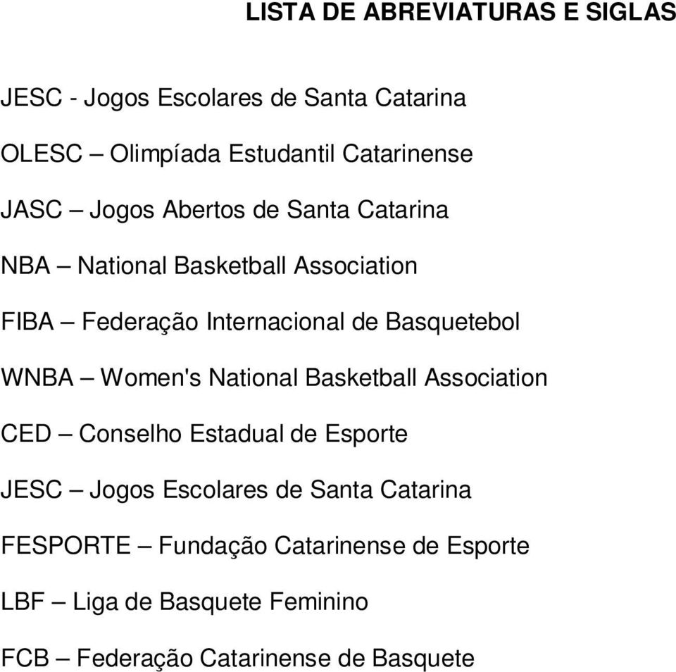 Basquetebol WNBA Women's National Basketball Association CED Conselho Estadual de Esporte JESC Jogos Escolares de