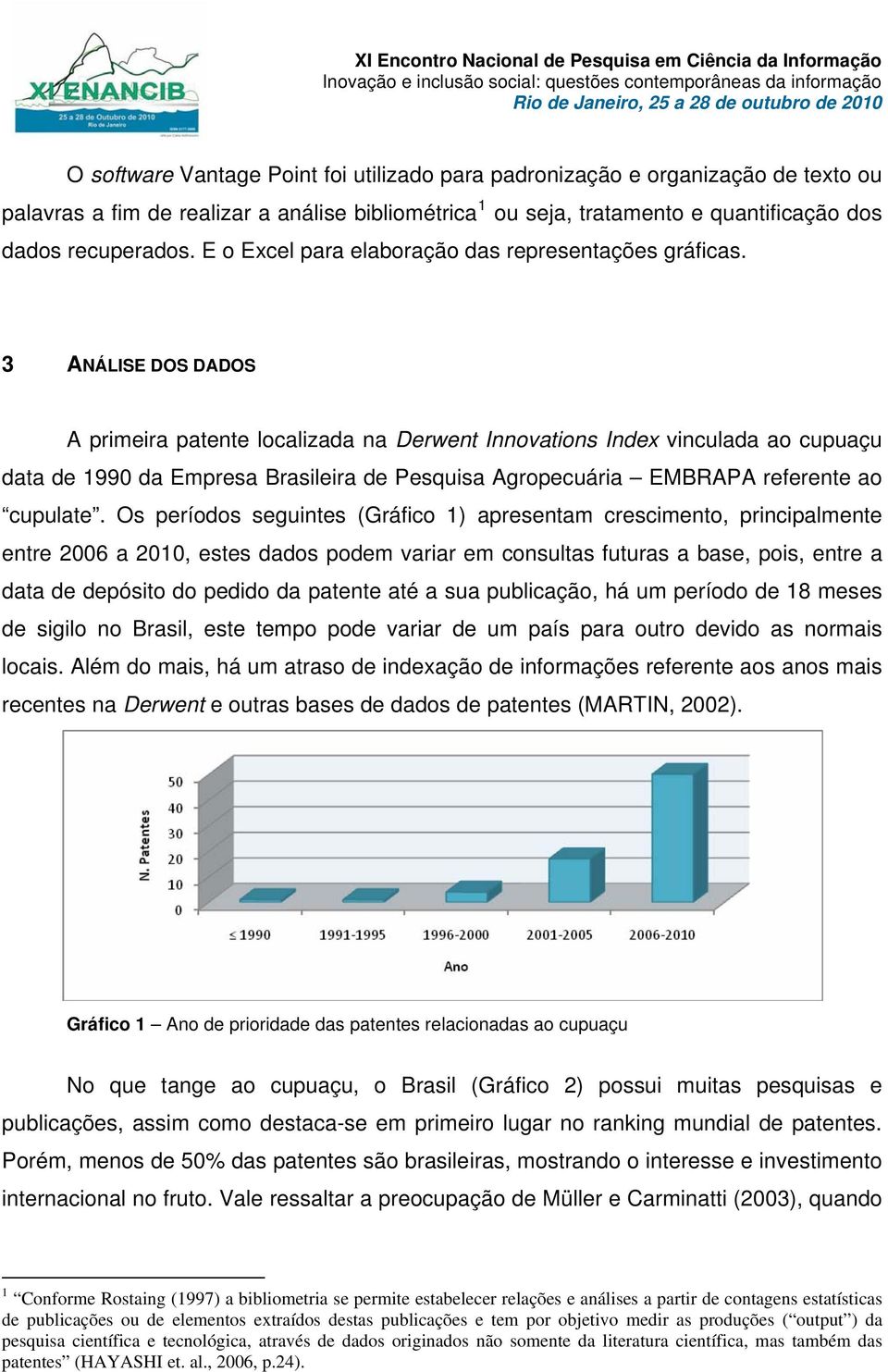 3 ANÁLISE DOS DADOS A primeira patente localizada na Derwent Innovations Index vinculada ao cupuaçu data de 1990 da Empresa Brasileira de Pesquisa Agropecuária EMBRAPA referente ao cupulate.