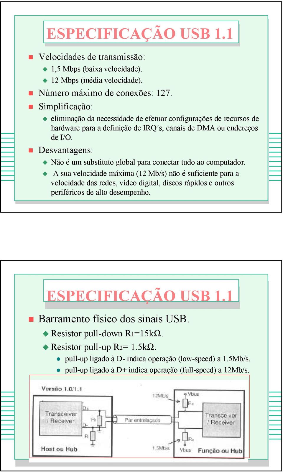 Desvantagens: Não é um substituto global para conectar tudo ao computador.