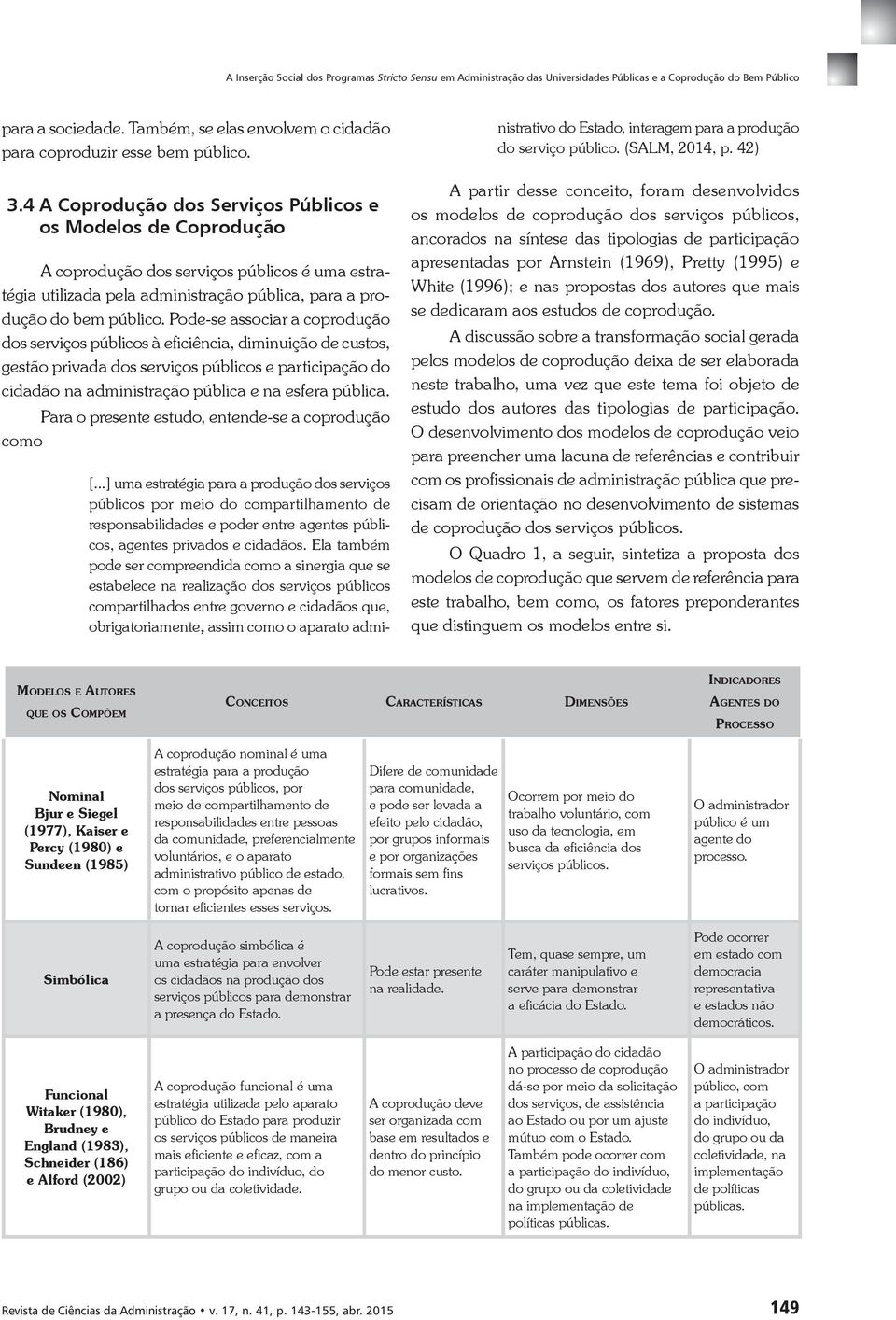 4 A Coprodução dos Serviços Públicos e os Modelos de Coprodução A coprodução dos serviços públicos é uma estratégia utilizada pela administração pública, para a produção do bem público.