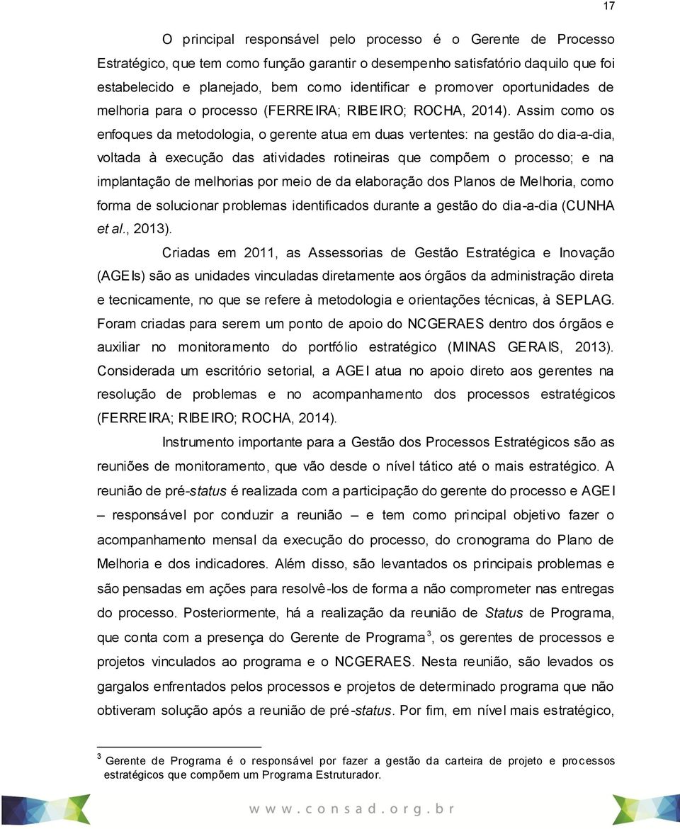 Assim como os enfoques da metodologia, o gerente atua em duas vertentes: na gestão do dia-a-dia, voltada à execução das atividades rotineiras que compõem o processo; e na implantação de melhorias por