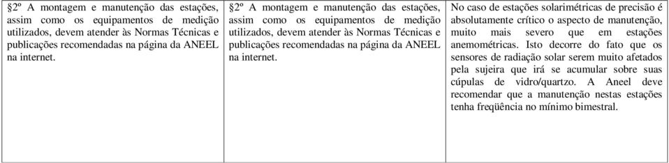 Isto decorre do fato que os sensores de radiação solar serem muito afetados pela sujeira que irá se acumular sobre suas cúpulas de vidro/quartzo.