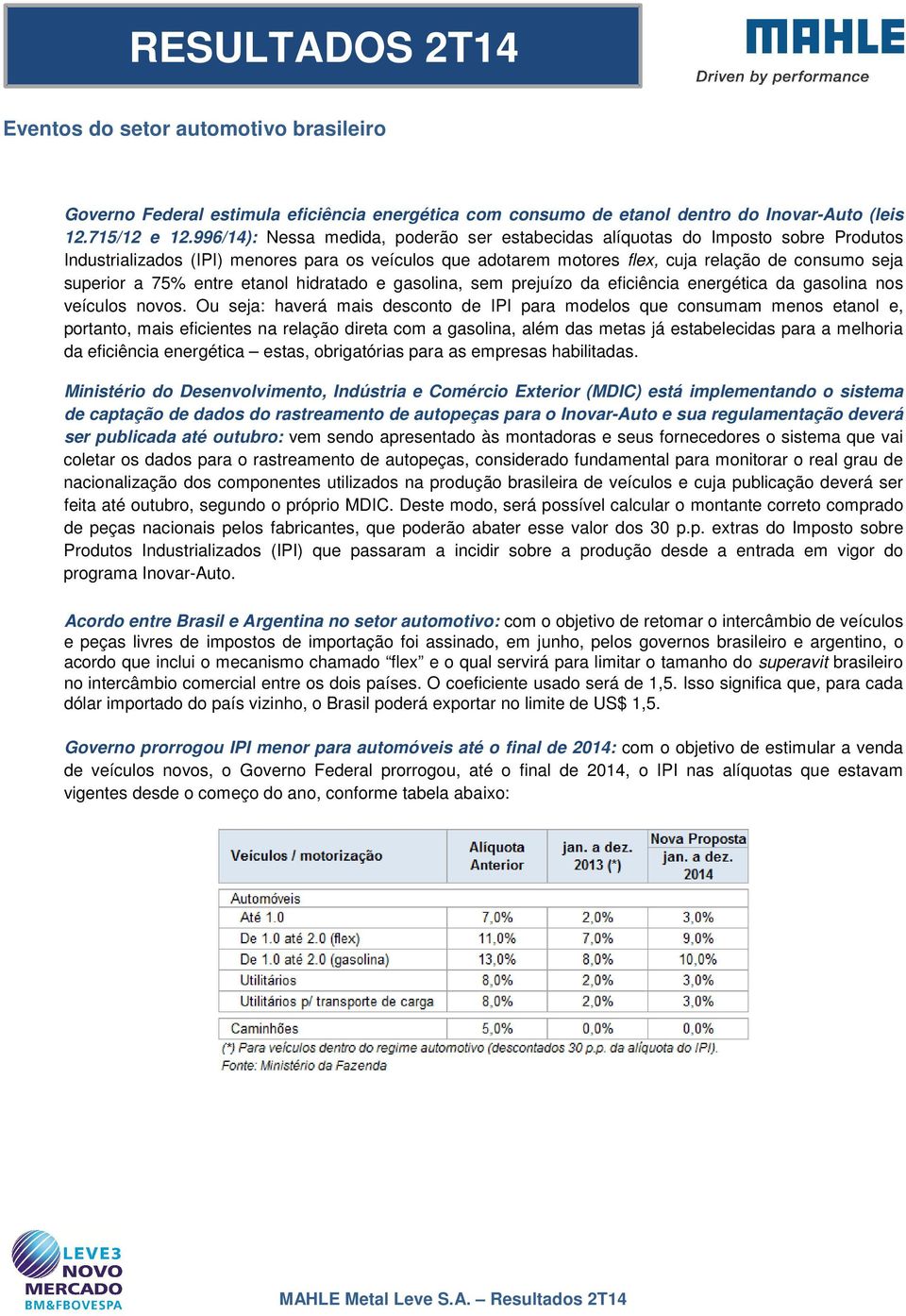 75% entre etanol hidratado e gasolina, sem prejuízo da eficiência energética da gasolina nos veículos novos.