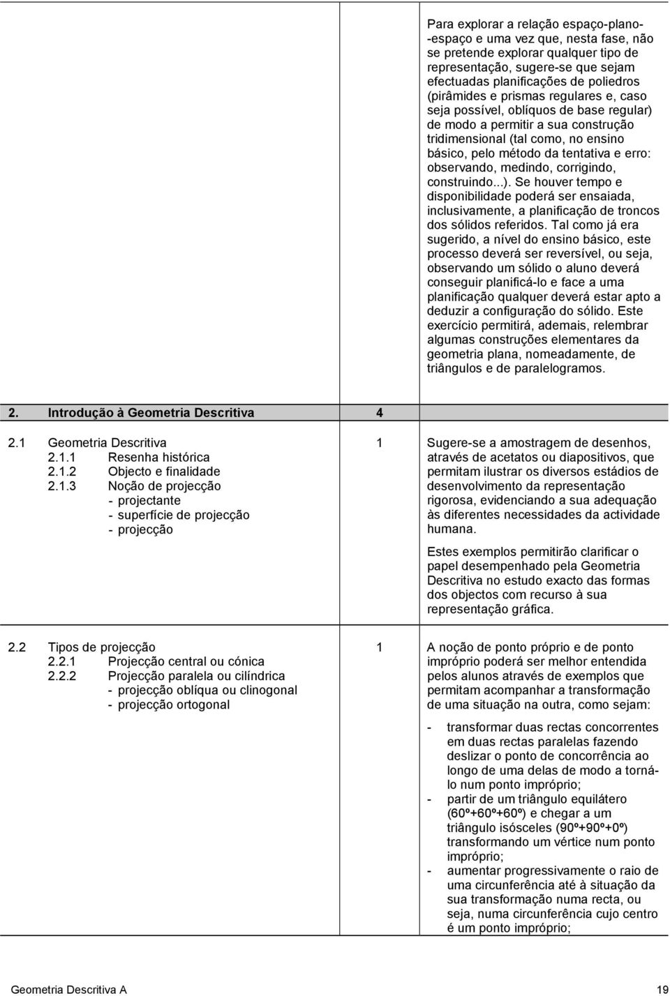 medindo, corrigindo, construindo...). Se houver tempo e disponibilidade poderá ser ensaiada, inclusivamente, a planificação de troncos dos sólidos referidos.