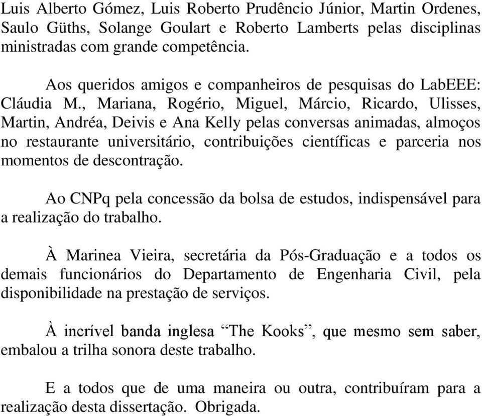 , Mariana, Rogério, Miguel, Márcio, Ricardo, Ulisses, Martin, Andréa, Deivis e Ana Kelly pelas conversas animadas, almoços no restaurante universitário, contribuições científicas e parceria nos