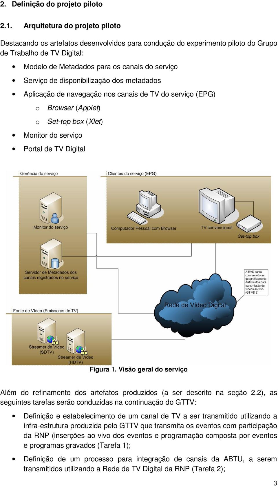 disponibilização dos metadados Aplicação de navegação nos canais de TV do serviço (EPG) o Browser (Applet) o Set-top box (Xlet) Monitor do serviço Portal de TV Digital Figura 1.