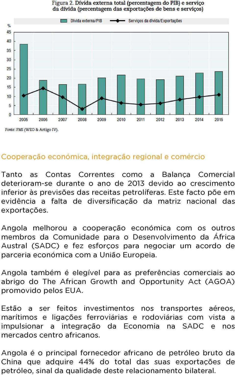 Angola melhorou a cooperação económica com os outros membros da Comunidade para o Desenvolvimento da África Austral (SADC) e fez esforços para negociar um acordo de parceria económica com a União