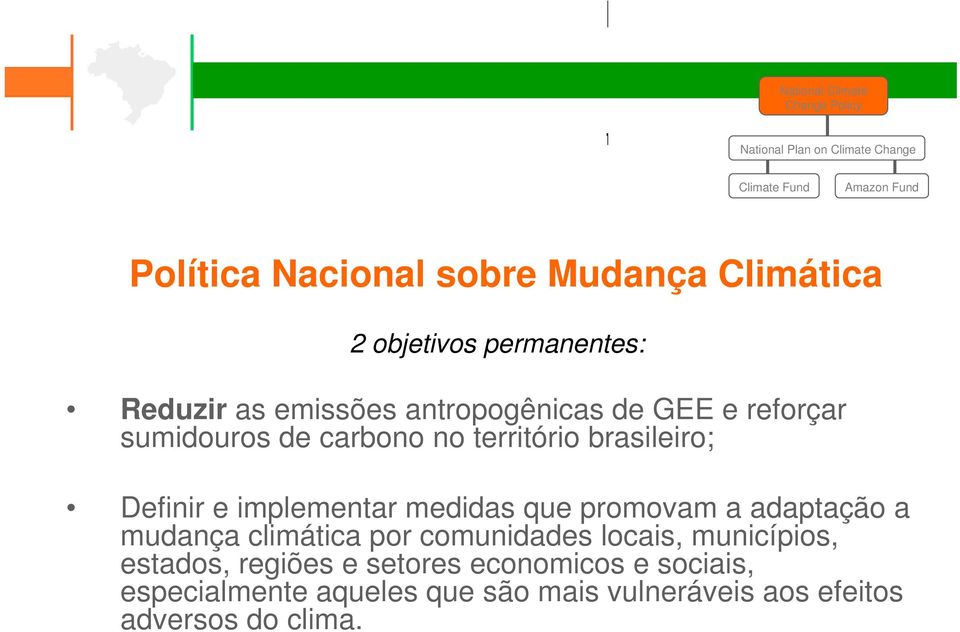 brasileiro; Definir e implementar medidas que promovam a adaptação a mudança climática por comunidades locais, municípios,