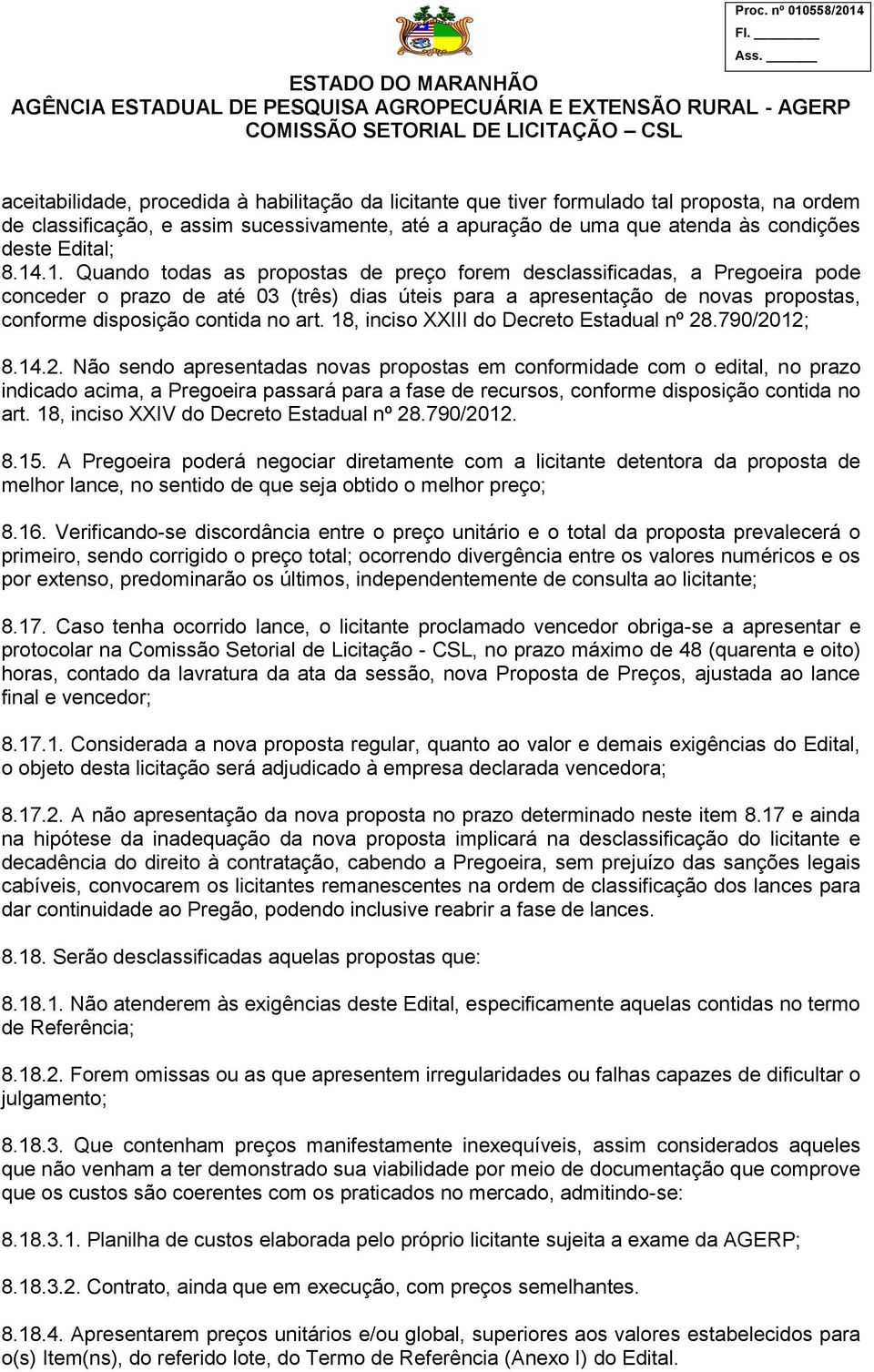 18, inciso XXIII do Decreto Estadual nº 28