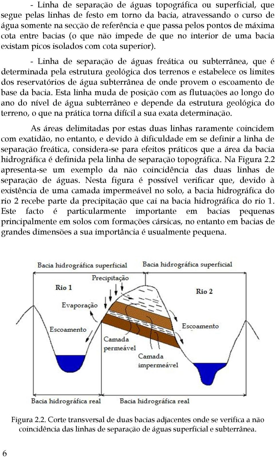 - Linha de separação de águas freática ou subterrânea, que é determinada pela estrutura geológica dos terrenos e estabelece os limites dos reservatórios de água subterrânea de onde provem o