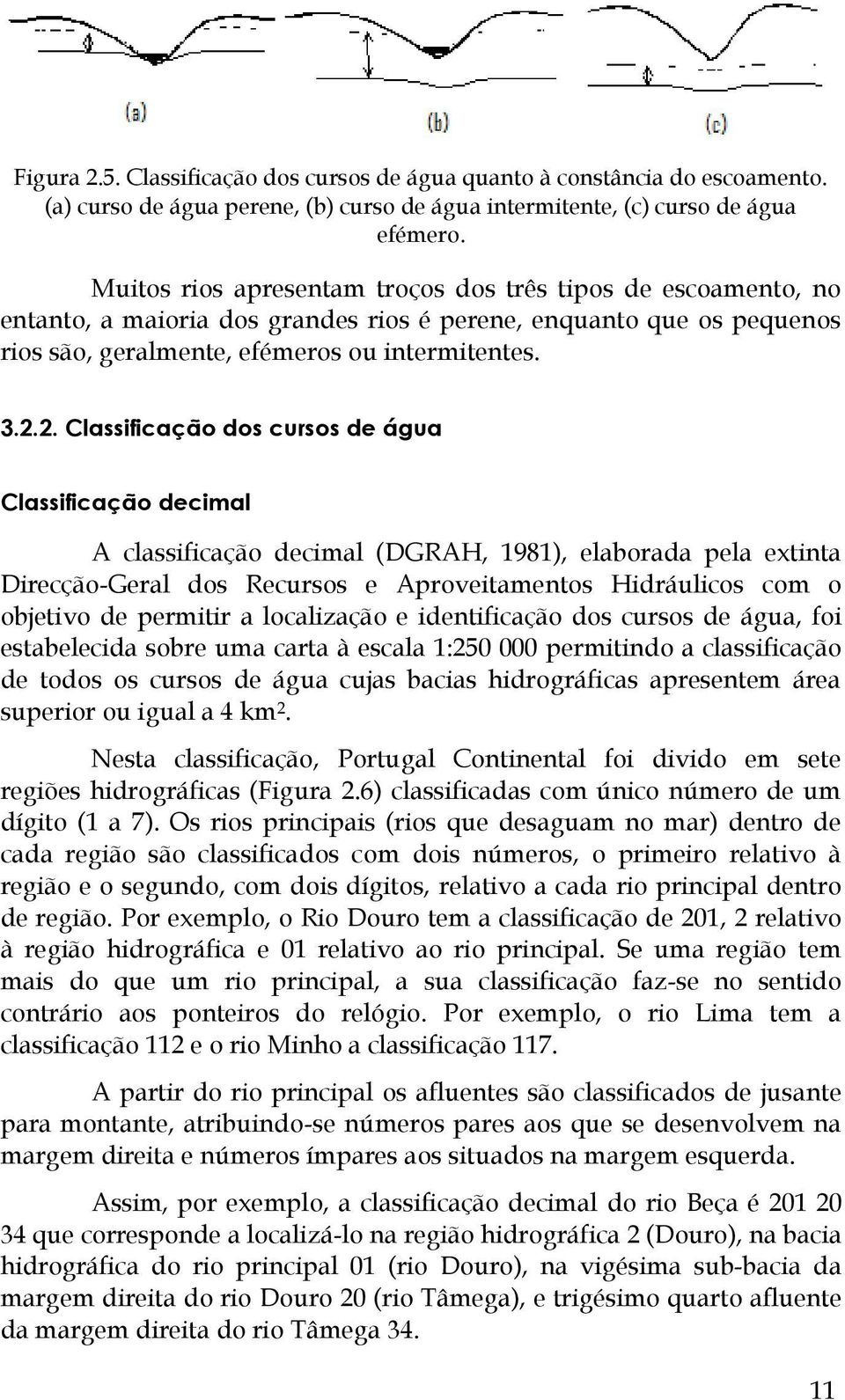 2. Classificação dos cursos de água Classificação decimal A classificação decimal (DGRAH, 1981), elaborada pela extinta Direcção-Geral dos Recursos e Aproveitamentos Hidráulicos com o objetivo de