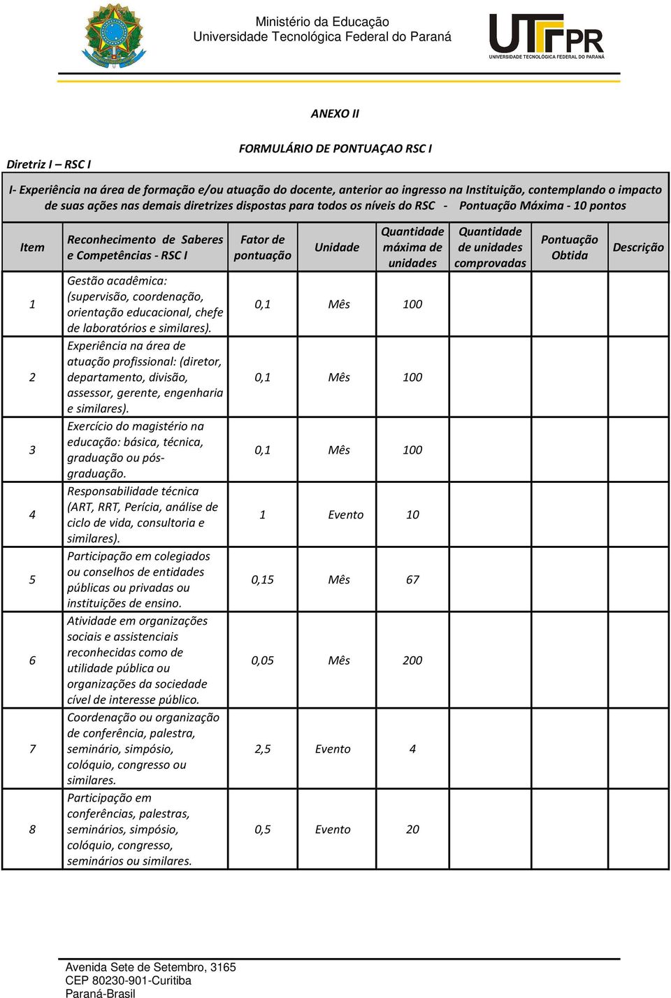 de laboratórios e similares). Experiência na área de atuação profissional: (diretor, departamento, divisão, assessor, gerente, engenharia e similares).